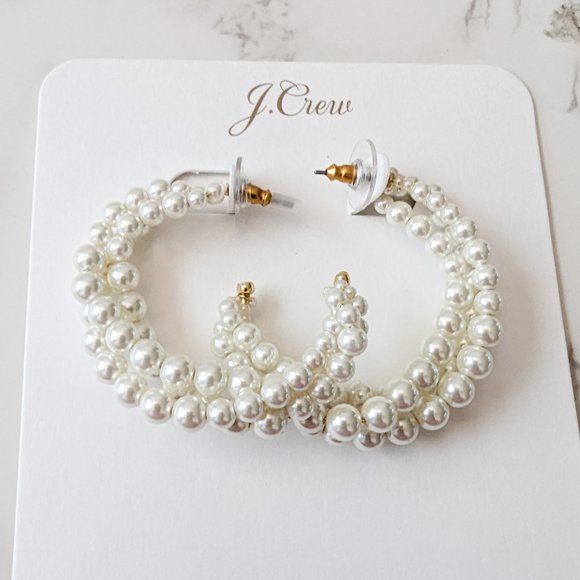 J.Crew Braided Pearl Hoop Earrings - Picture 4 of 6